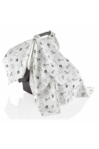 Babyjem Protectie soare din muselina pentru scaun auto 0-13 kg (Model: Zoo)