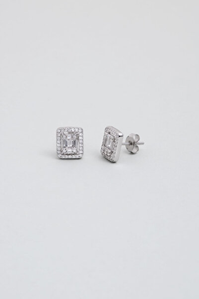 So CHIC... Baget Kesim 18 Ayar Beyaz Altın Kaplama Gümüş Küpe