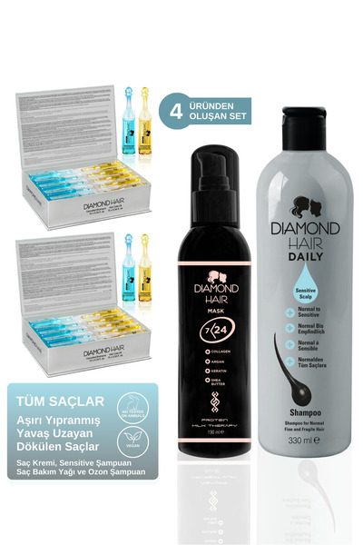 DIAMOND HAIR 2 Adet Daimond Hair Hassas Şampuan Saç Kremi Maskesi