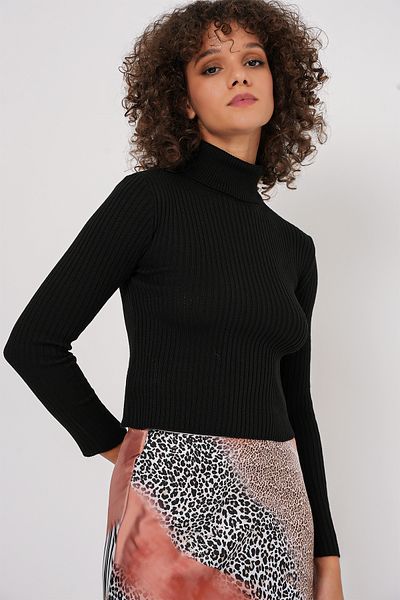 Bigdart 15896 Pulover de tricotaj cu gât - negru