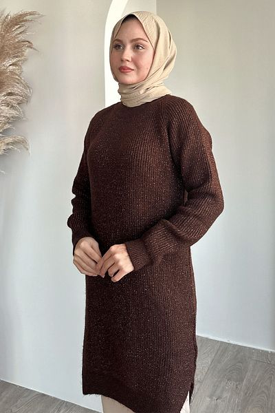 InStyle Glitter Corded Bitter Brown Tunic