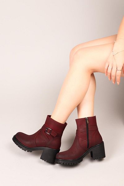 Birikon Lola Arched Heeled Women's Boots Bordo