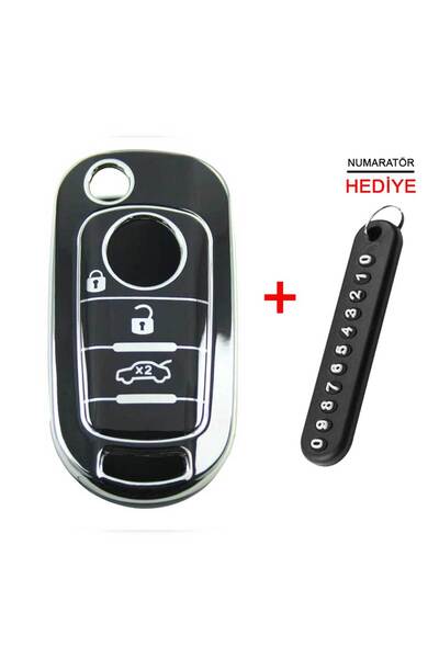 babikamium Fiat Egea Sıstalı Siyah-gümüş Oto Anahtar Kumanda Kabı Kılıfı Oto ...