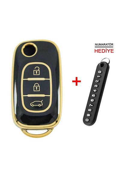 babikamium Renault Megane III Fluence 3 Button Switchblade Black Auto Key Control Container Case Auto Keychain