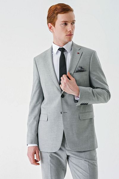 İmza Gray Mono Collar Double Slit 6 Drop Comfort Fit Relaxed Fit Classic Suit1001240102