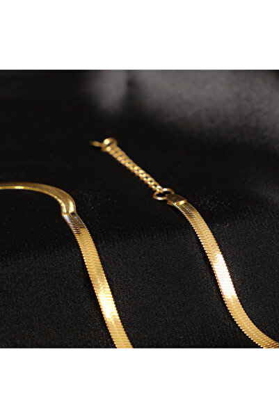 FOURSOLOS Çelik Erkek Kolye, Gold Renk, İtalyan Dizayn Zincir No:2