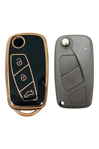 babikamium Fiat Linea and Ducato - Black Auto Keychain, Boxer and Jumper Stand Case