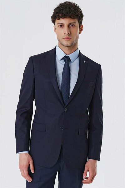 İmza Navy Blue Swallow Collar Lined 6 Drop Comfort Fit Classic Suit 1001230153