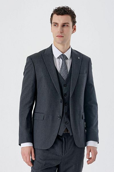 İmza Navy Blue Swallow Collar Vest 6 Drop Slim Fit Slim Fit Classic Suit1001235168