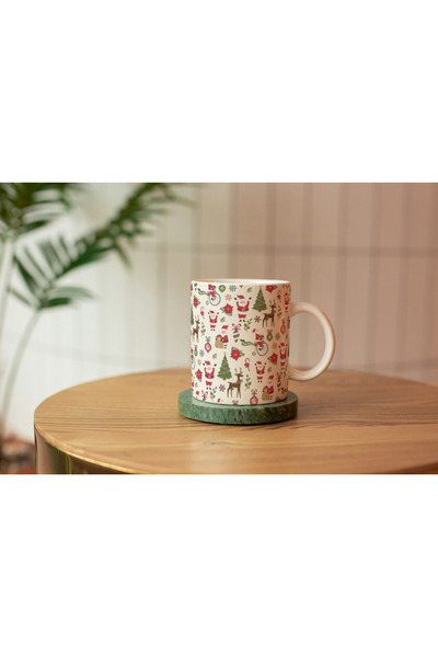 EYBaskı Tasarım BEYAZ PORSELEN YILBAŞI NOEL TEMALI BASKI KUPA