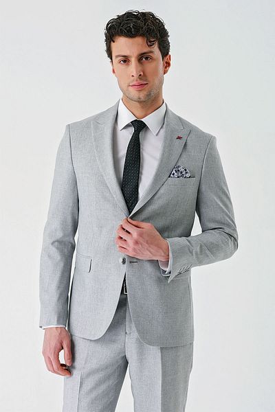 İmza Gray Slim Fit Knitted Suit - 6 Drop, Swallow Collar, Slim Fit 1001240112
