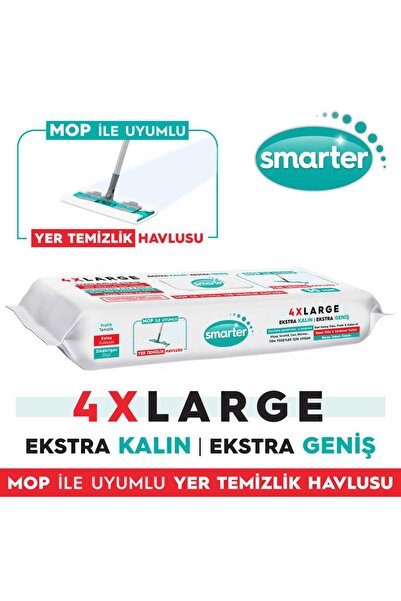 SMARTER Yer Temizlik Havlusu Bezi 4XL Mopa Uyumlu Yüzey Beyaz Sabun Kokulu Sirke ve Karbonat Katkılı
