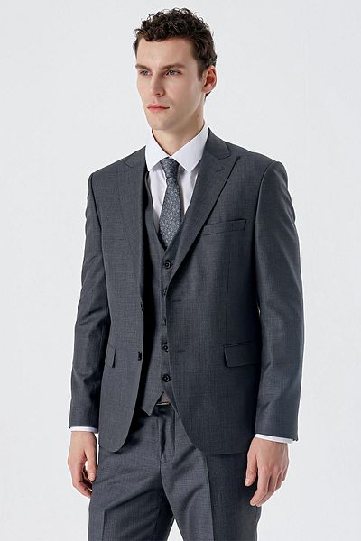 İmza Dark Smoked Swallow Collar Vest 6 Drop Slim Fit Slim Fit Classic Suit1001235166