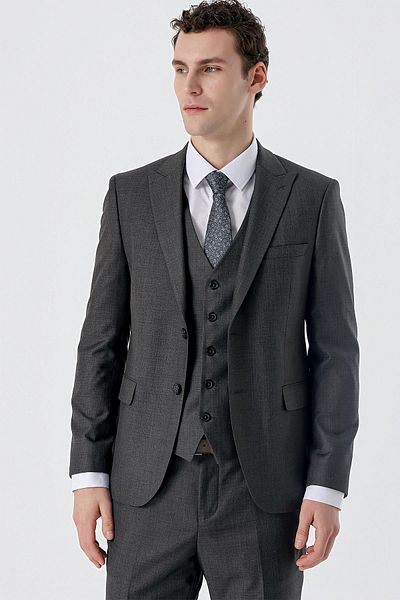 İmza Light Anthracite Swallow Collar Vest 6 Drop Slim Fit Slim Fit Classic Suit1001235166