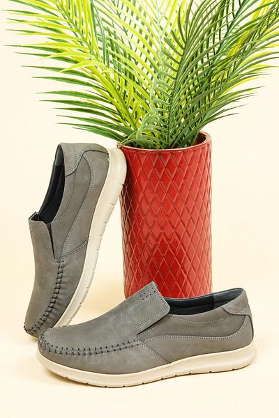 Birikon Γνήσια Nubuck Saddler Elastic Ανδρικά Παπούτσια ΓΚΡΙ