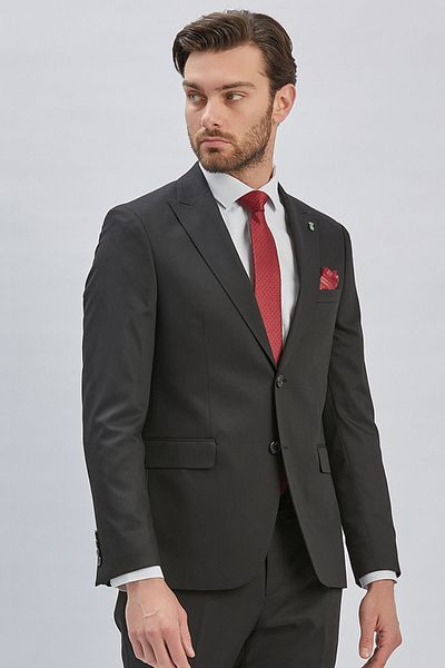 İmza Black Plain Cloth Leg 6 Drop Slim Fit Classic Flexible Suit 1001240173