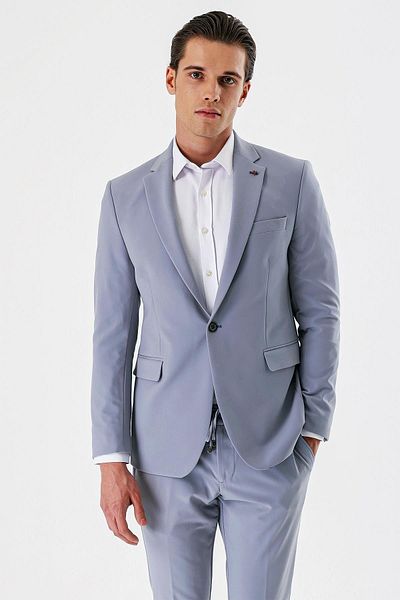 İmza Dark Blue Mono Collar Double Slit Lycra 6 Drop Slim Fit Slim Fit Classic Suit1001240164