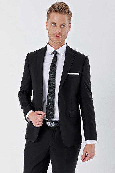 İmza Black Gabardine Swallow Collar 6 Drop Slim Fit Slim Fit Basic Suit1001240011