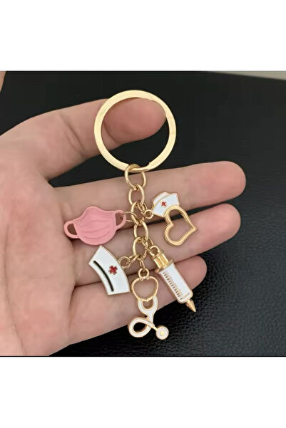 marimari Broş Küçük Boy Anahtarlık Doktor Hemşire Pembe Maskeli