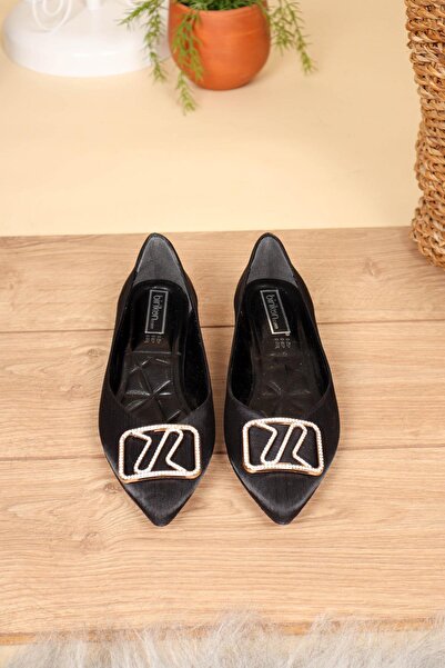 Birikon Чорні балетки на низькому каблуці з пряжкою