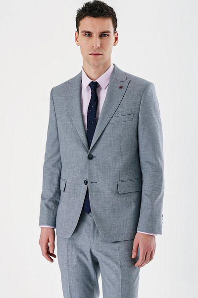 İmza Dark Blue Filafil Swallow Collar Double Slit 6 Drop Slim Slim Fit Classic Suit1001240162