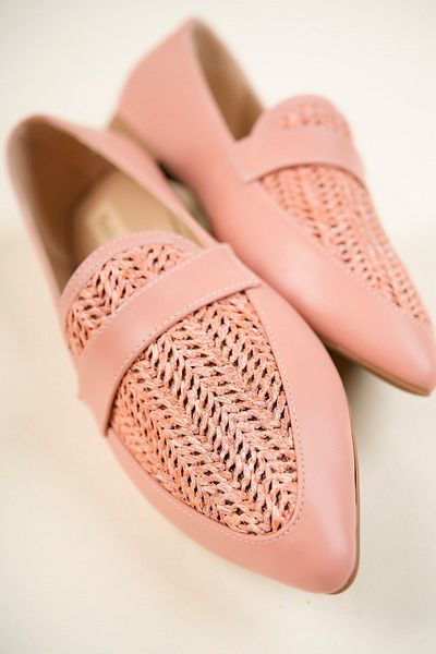 Birikon Straw Detailed Ballerinas PUDRA