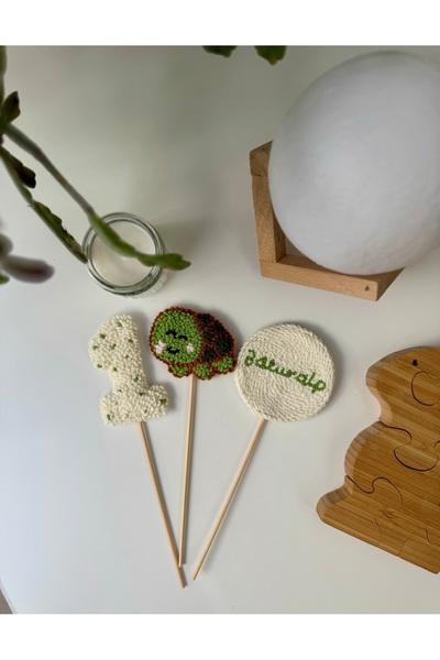 TKhome Tosbik, Rakam Ve İsim Yazılı Punch İşlemeli Pasta Dekoru - Doğum Günü Süsü (1-9 yaş)