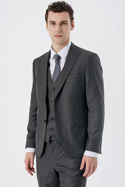 İmza Light Anthracite Swallow Collar Vest 6 Drop Slim Fit Slim Fit Classic Suit1001235166