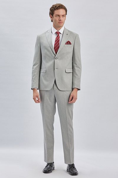 İmza Gray Pearls Dovetail Collar Lined 6 Drop Slim Fit Slim Fit Suit1001240176