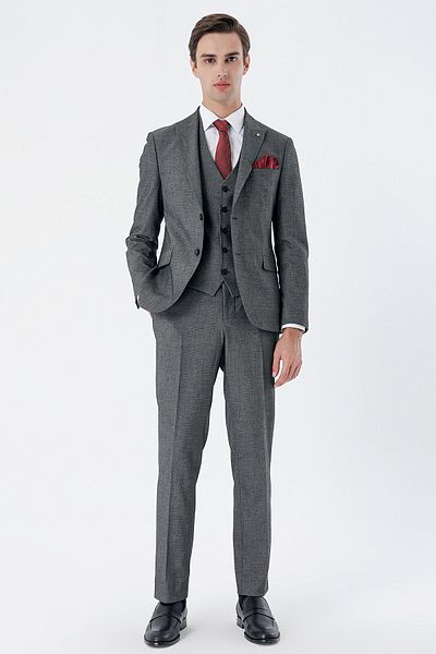 İmza Black Patterned Swallow Collar Vest 6 Drop Slim Fit Slim Fit Classic Suit1001235159