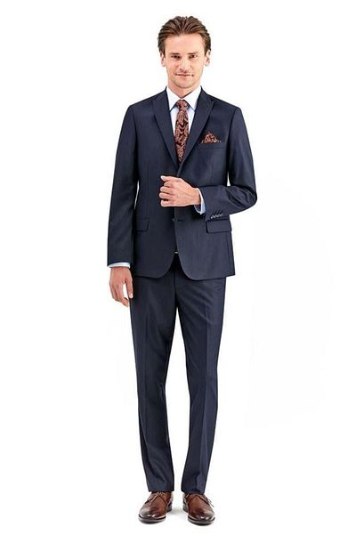 İmza Costum slim slim cu 6 picături, căptușit cu guler în gabardină bleumarin1001225011