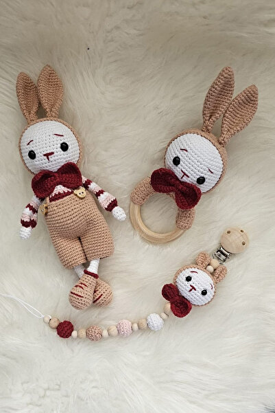 kelebeginruyasihobievi Amigurumi Yenidoğan Tulumlu Elemeği Tavşan Set, Uyku A...