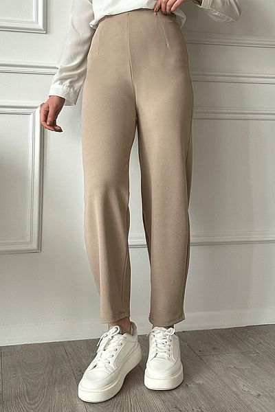 InStyle Pantaloni Bej cu Denturi Model Morcov