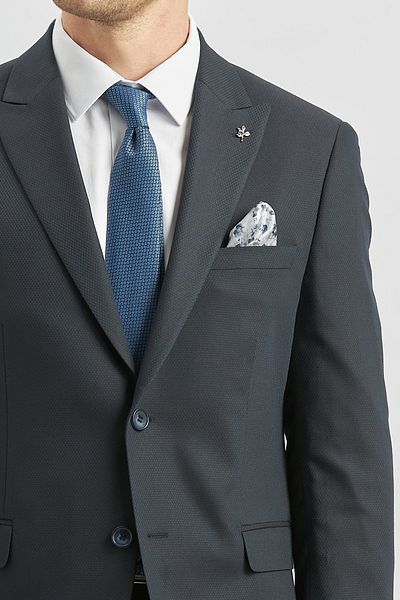 İmza Dark Navy Patterned - Lycra Swallow Collar Slim Fit Suit1001240172