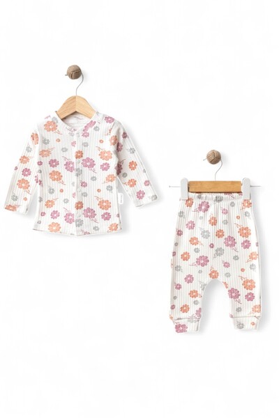Dumledo Colorful Daisy Patterned 2-Piece Baby Pajama Set (Top & Bottom)