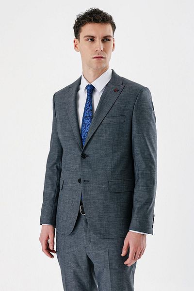 İmza Navy Blue Filafil Swallow Collar Double Slit 6 Drop Slim Slim Fit Classic Suit1001240162