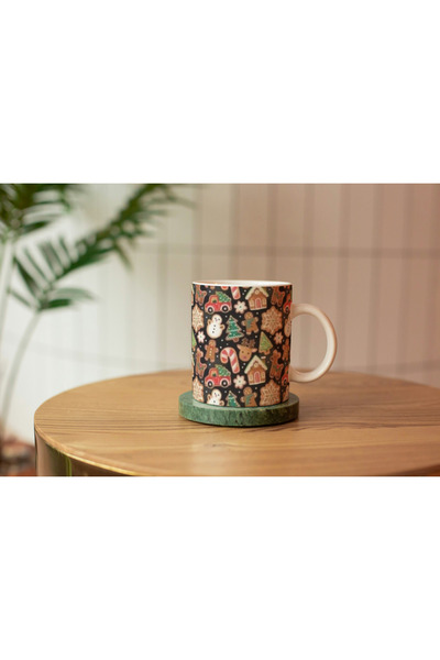 EYBaskı Tasarım كأس من البورسلين الأبيض لعيد الميلاد بطابع عيد الميلاد