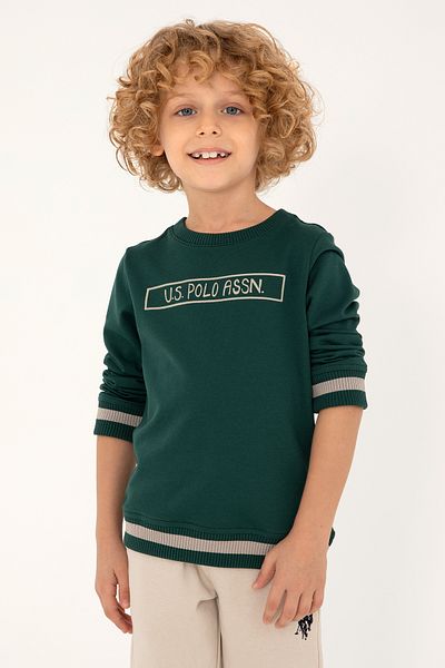 U.S. Polo Assn. Boy's Dark Green Crew Neck Sweatshirt 50293608 -Vr079
