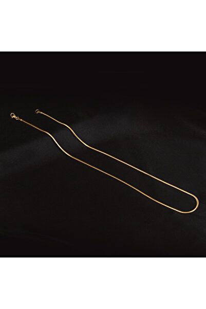 FOURSOLOS Çelik Erkek Kolye, Gold Renk, İnce İtalyan Dizayn Zincir No:11