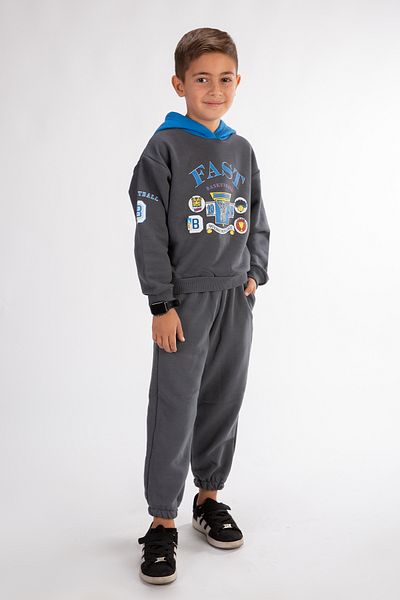 Harika KIDS Σετ φόρμας για αγόρι με στάμπα με κουκούλα