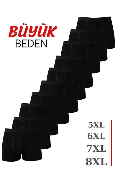 Arma Yıldız Ανδρικό Μαύρο Μεγάλο Μέγεθος Boxer Cotton Lycra Πακέτο 10