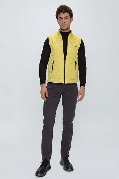 İmza Vestă pufă casual matlasată cu guler stand galben1009225153