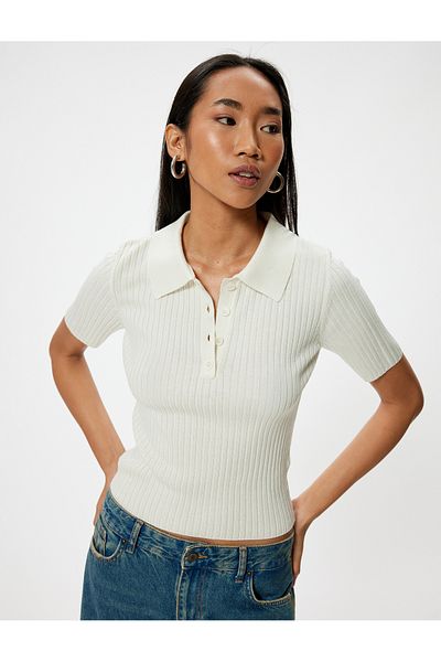 Koton Knitwear Polo Collar Short Sleeve Sweater