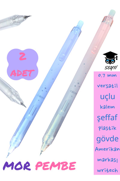 SEYFİKİRTASİYE قلم ذو رأس متعدد الاستخدامات بسمك 0.7 مم، هيكل بلاستيكي شفاف، ...