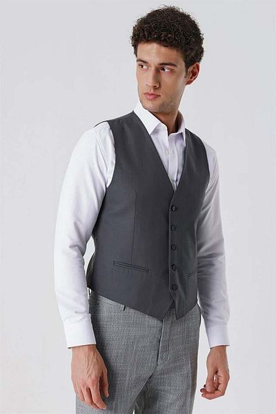 İmza Anthracite V-Neck Classic Vest 1009230262