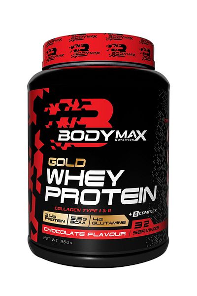 BODYMAX Gold Whey Protein - Chocolate Flavored, 960Gr, 32 Serve Type, Collegen (Collagen)