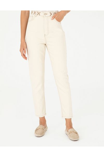 Pierre Cardin Ecru Mom High Waist Fit Jean Trousers 50293846 -Vr019