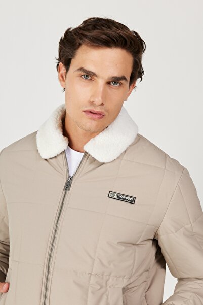 WRANGLER W232228614 Bej Erkek Yarım Balıkcıl Alttan Ve Bilekten Lastik Detaylı Fermuarlı Mont