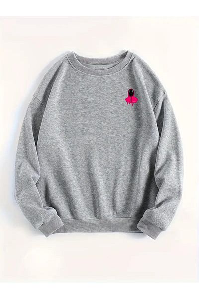 Karatopak Hanorac oversize unisex cu decolteu rotund cu imprimeu Squid Game