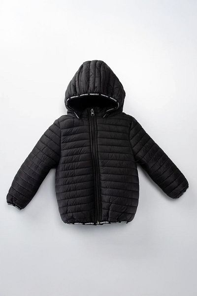 Minigimin Cicileri Black Quilted Welsoft My Little Flowers Coat for Kids 1-10 Years